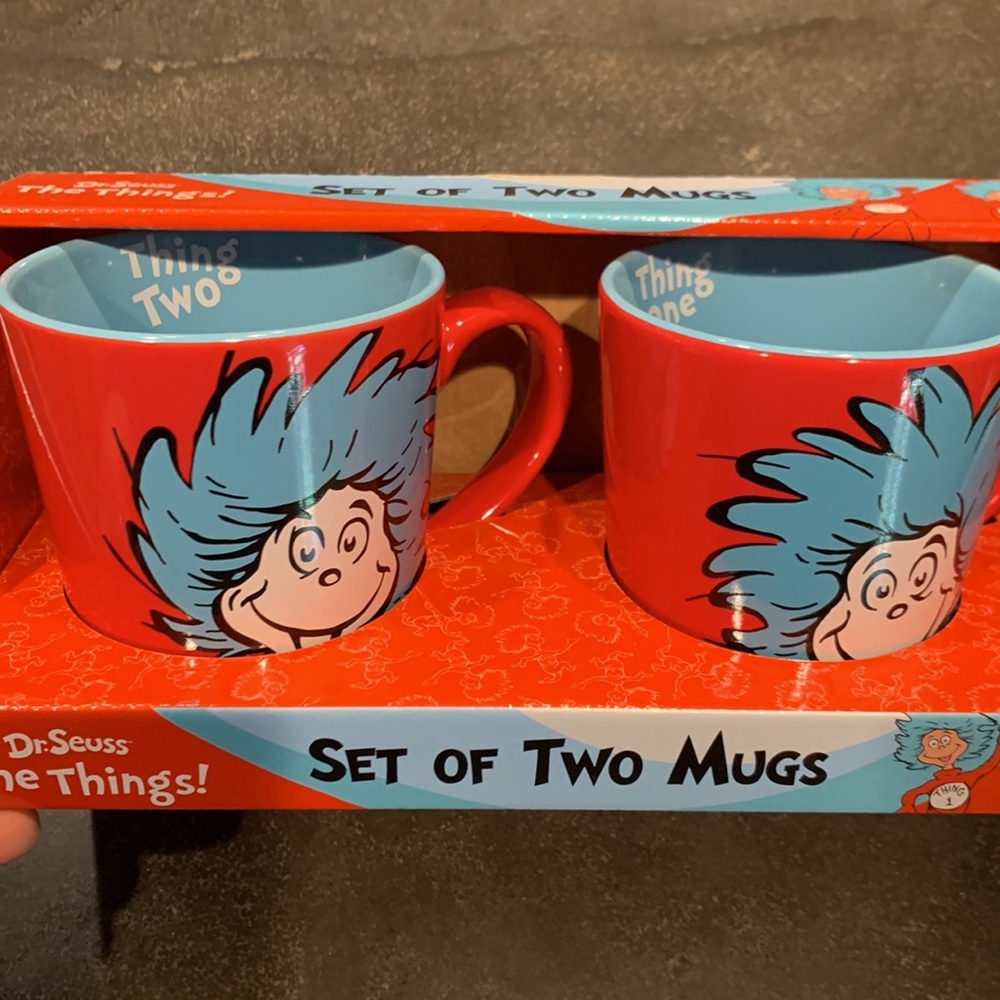 Dr Seuss Mugs Thing 1 and Thing 2 Set